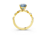 Yellow gold Fancy Blue Princess  Solitaire Twisted Band with Prong Setting 3