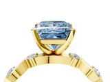 Yellow gold Fancy Blue Princess  Solitaire Twisted Band with Prong Setting 4