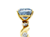 Yellow gold Fancy Blue Princess  Solitaire Twisted Band with Prong Setting 5