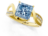 Yellow gold Fancy Blue Princess  Solitaire Twisted Band with Prong Setting_4