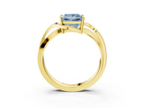 Yellow gold Fancy Blue Princess  Solitaire Twisted Band with Prong Setting_6