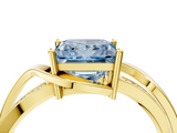 Yellow gold Fancy Blue Princess  Solitaire Twisted Band with Prong Setting_7