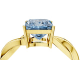 Yellow gold Fancy Blue Princess  Solitaire Twisted Pave Diamond Ring with Four-Prong Setting_107