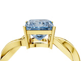 Yellow gold Fancy Blue Princess  Solitaire Twisted Pave Diamond Ring with Four-Prong Setting_16