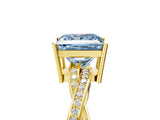 Yellow gold Fancy Blue Princess  Solitaire Twisted Pave Diamond Ring with Four-Prong Setting_17