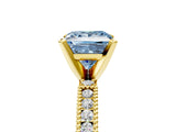 Yellow gold Fancy Blue Princess  Solitaire with Pavé Band and Four-Prong Setting_324