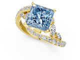 Yellow gold Fancy Blue Princess  Solitaire with Pavé Twist Band and Four-Prong Setting_57