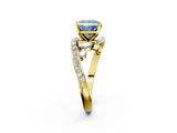 Yellow gold Fancy Blue Princess  Solitaire with Pavé Twist Band and Four-Prong Setting_58
