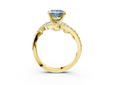 Yellow gold Fancy Blue Princess  Solitaire with Pavé Twist Band and Four-Prong Setting_59