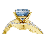 Yellow gold Fancy Blue Princess  Solitaire with Pavé Twist Band and Four-Prong Setting_60