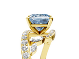 Yellow gold Fancy Blue Princess  Solitaire with Pavé Twist Band and Four-Prong Setting_61