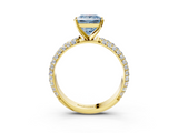 Yellow gold Fancy Blue Princess  Solitaire with Pave Band and Four-Prong Setting_6