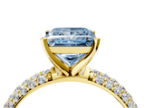 Yellow gold Fancy Blue Princess  Solitaire with Pave Band and Four-Prong Setting_7