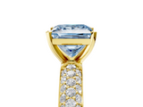 Yellow gold Fancy Blue Princess  Solitaire with Pave Band and Four-Prong Setting_8