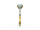Yellow gold Fancy Blue Princess  Solitaire with Side Baguettes and Channel Set Band_47