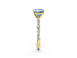 Yellow gold Fancy Blue Princess  Solitaire with Side Stones on a Pavé Band and Four-Prong Setting_25
