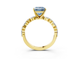 Yellow gold Fancy Blue Princess  Solitaire with Side Stones on a Pavé Band and Four-Prong Setting_26