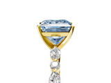 Yellow gold Fancy Blue Princess  Solitaire with Side Stones on a Pavé Band and Four-Prong Setting_28