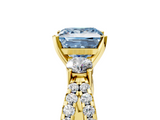 Yellow gold Fancy Blue Princess  Three-Stone Diamond Ring with Pavé Split Shank and Four-Prong Setting_67