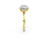 Yellow gold Fancy Blue Princess  and Emerald Cut Toi Moi Ring with Prong Setting_48