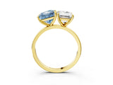Yellow gold Fancy Blue Princess  and Emerald Cut Toi Moi Ring with Prong Setting_49