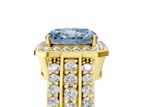 Yellow gold Fancy Blue Radiant -Cut Halo Diamond Ring with Split Shank and Four-Prong Setting_75