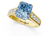 Yellow gold Fancy Blue Radiant  Brilliant Channel-Set Solitaire Ring with Four-Prong Setting_21