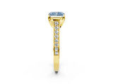 Yellow gold Fancy Blue Radiant  Brilliant Cut Diamond Engagement Ring with Pavé Band and Four-Prong Setting_51