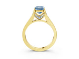 Yellow gold Fancy Blue Radiant  Brilliant Cut Diamond Engagement Ring with Pavé Band and Four-Prong Setting_52
