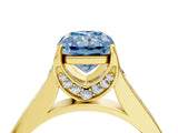 Yellow gold Fancy Blue Radiant  Brilliant Cut Diamond Engagement Ring with Pavé Band and Four-Prong Setting_53