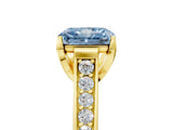 Yellow gold Fancy Blue Radiant  Brilliant Cut Diamond Engagement Ring with Pavé Band and Four-Prong Setting_54