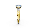 Yellow gold Fancy Blue Radiant  Brilliant Cut Diamond Five-Stone Prong Set Engagement Ring with Channel Band_5