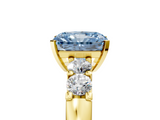 Yellow gold Fancy Blue Radiant  Brilliant Cut Diamond Five-Stone Prong Set Engagement Ring with Channel Band_8