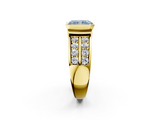 Yellow gold Fancy Blue Radiant  Brilliant Diamond Channel Set Wide Band Ring with Bezel Setting_22