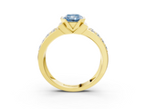 Yellow gold Fancy Blue Radiant  Brilliant Diamond Channel Set Wide Band Ring with Bezel Setting_23