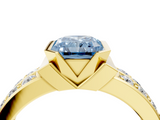 Yellow gold Fancy Blue Radiant  Brilliant Diamond Channel Set Wide Band Ring with Bezel Setting_24