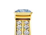 Yellow gold Fancy Blue Radiant  Brilliant Diamond Channel Set Wide Band Ring with Bezel Setting_25