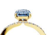 Yellow gold Fancy Blue Radiant  Brilliant Pavé Band Solitaire with Four-Prong Setting_61