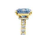 Yellow gold Fancy Blue Radiant  Brilliant Pavé Band Solitaire with Four-Prong Setting_62