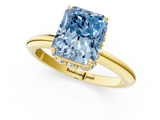 Yellow gold Fancy Blue Radiant  Brilliant Solitaire Engagement Ring with Six-Prong Setting and Classic Band_21