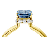 Yellow gold Fancy Blue Radiant  Brilliant Solitaire Engagement Ring with Six-Prong Setting and Classic Band_24