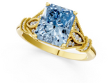 Yellow gold Fancy Blue Radiant  Brilliant Solitaire with Pave Band and Four-Prong Setting_21
