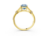 Yellow gold Fancy Blue Radiant  Brilliant Solitaire with Pave Band and Four-Prong Setting_23