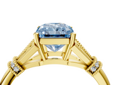 Yellow gold Fancy Blue Radiant  Brilliant Solitaire with Pave Band and Four-Prong Setting_24