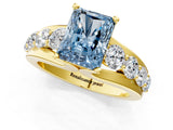 Yellow gold Fancy Blue Radiant  Brilliant Solitaire with Side Stones on a Pave Band and Four-Prong Setting_25