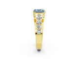 Yellow gold Fancy Blue Radiant  Brilliant Solitaire with Side Stones on a Pave Band and Four-Prong Setting_26