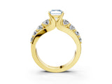 Yellow gold Fancy Blue Radiant  Brilliant Solitaire with Side Stones on a Pave Band and Four-Prong Setting_27