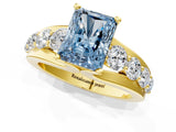 Yellow gold Fancy Blue Radiant  Brilliant Solitaire with Side Stones on a Pave Band and Four-Prong Setting_31