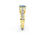 Yellow gold Fancy Blue Radiant  Brilliant Solitaire with Side Stones on a Pave Band and Four-Prong Setting_32