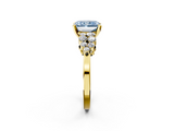 Yellow gold Fancy Blue Radiant  Cluster Diamond Engagement Ring with Pavé Band and Four-Prong Setting_33
